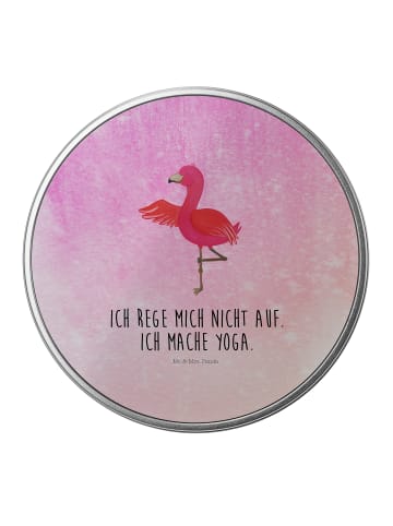 Mr. & Mrs. Panda Aufbewahrungsbox Flamingo Yoga mit Spruch in Aquarell Pink