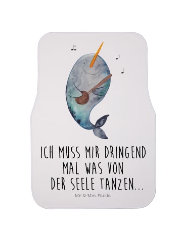 Mr. & Mrs. Panda Fußmatte Fürs Auto Narwal Gitarre mit Spruch in Weiß