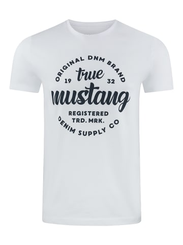Mustang T-Shirt Basic Print Tee in Weiß
