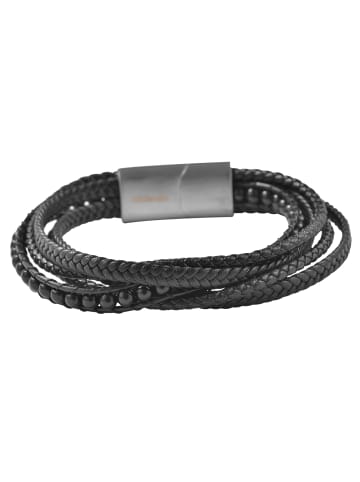 Adeliás Unisex Armband – Lederarmband aus Leder mit Onyx 21 cm in schwarz