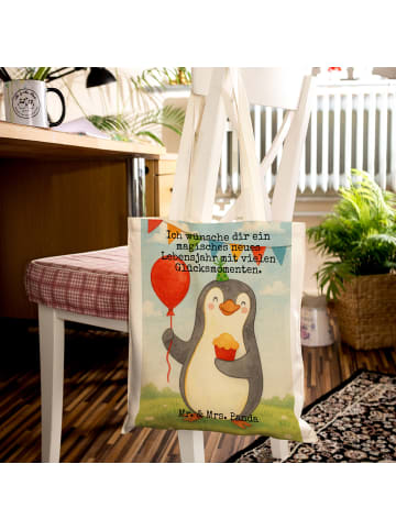 Mr. & Mrs. Panda Jutebeutel Pinguin Geburtstag Design mit Spruch in Weiß