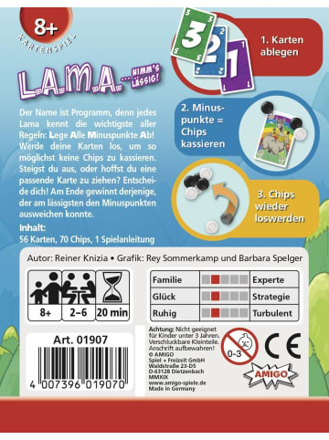 Amigo Spiel + LAMA | AMIGO - Kartenspiel / ...NIMM`S LÄSSIG / 56 Karten, 70 Chips, 1...