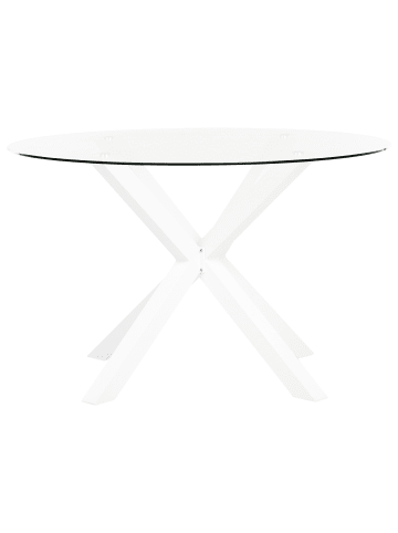 Beliani Runder Tisch MALETTO in Weiß/Transparent - (W) 120 x (H) 77 x (L) 120 cm