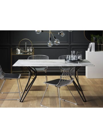 Beliani Esszimmertisch BALLINA in Weiß/Schwarz - (W) 90 x (H) 76 x (L) 160 cm