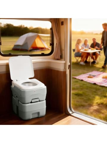 HOMCOM Campingtoilette,41,5cm x 36,5cm x 42cm,grau