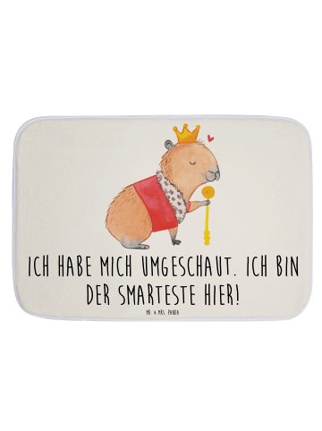 Mr. & Mrs. Panda Badvorleger Capybara König mit Spruch in Weiß