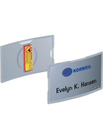 Durable Namensschild 40x75mm Acryl mit Magnet konvex Packung mit 25 Stück