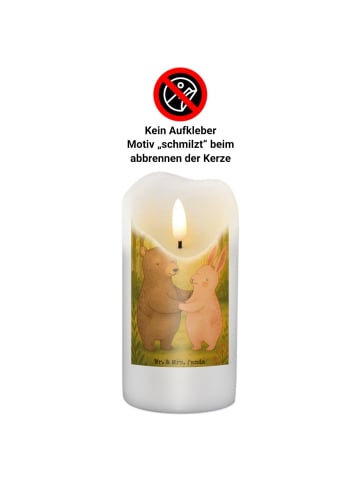 Mr. & Mrs. Panda Kerze Bär und Hase Umarmen Design ohne Spruch in Weiß