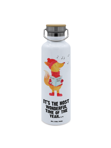 Mr. & Mrs. Panda Trinkflasche Edelstahl Fuchs Sänger mit Spruch in Weiß