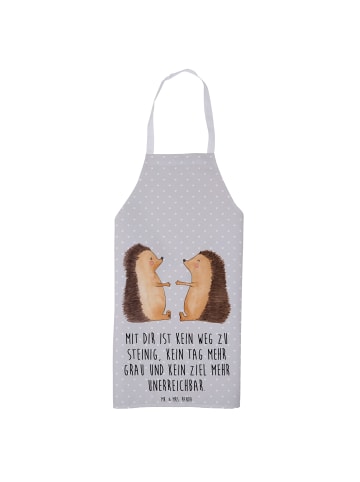 Mr. & Mrs. Panda Kochschürze Igel Liebe mit Spruch in Grau Pastell