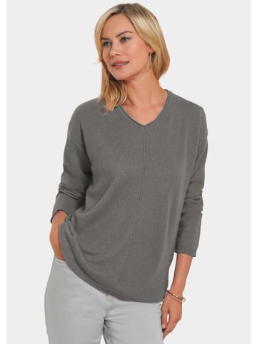 GOLDNER Kaschmirpullover Basicpullover mit V-Ausschnitt in grau