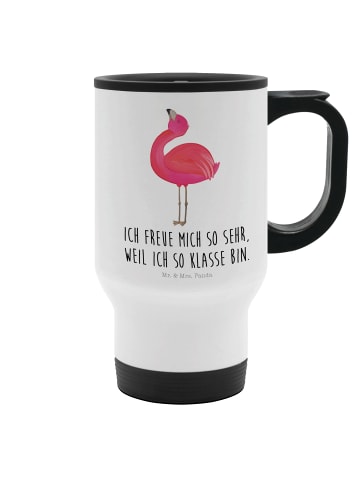 Mr. & Mrs. Panda Thermobecher To Go Flamingo Stolz mit Spruch in Weiß