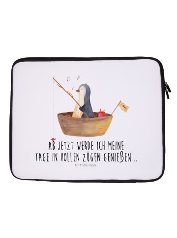 Mr. & Mrs. Panda Notebook Tasche Pinguin Angelboot mit Spruch in Weiß