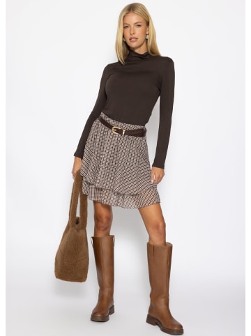 SASSYCLASSY Langarm Shirt mit Rollkragen in Braun