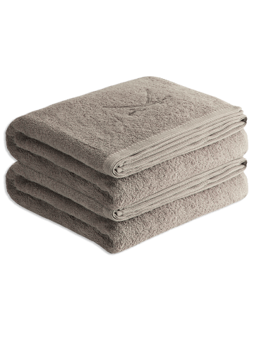 Sansibar 2er Badetuch-Set „Frottier-Kollektion Classic“, 90x180 cm in Taupe