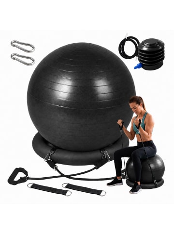 relaxdays Gymnastikball Set in Schwarz - Ø 65 cm