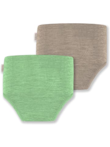 Normani Outdoor Sports 2er Pack Baby Merino Windelhose Tokoroa in Beige/Grün