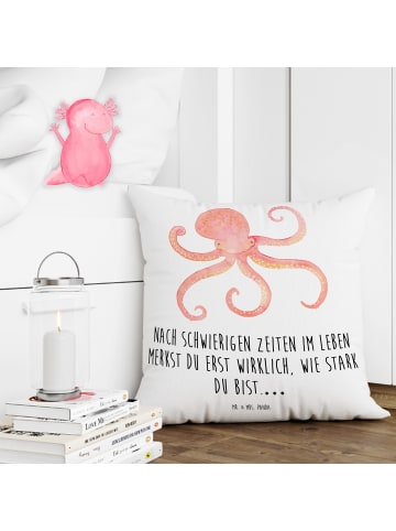 Mr. & Mrs. Panda Sofa Kissen Tintenfisch mit Spruch in Weiß