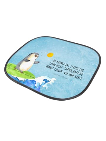 Mr. & Mrs. Panda pkw sonnenschutz Pinguin Surfer mit Spruch in Eisblau