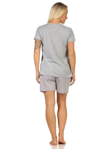 NORMANN Kurzarm Shorty Schlafanzug Pyjama Schmetterlings - 66915 in grau