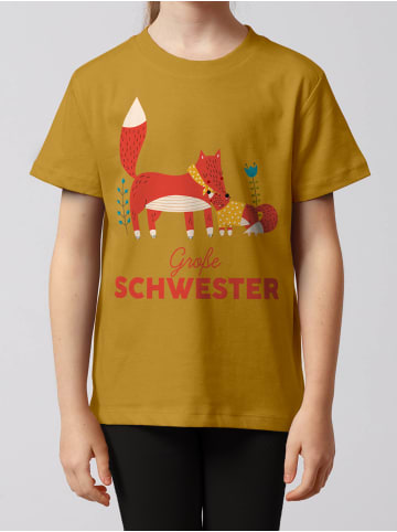 wat? Apparel T-Shirt Fuchs Große Schwester in Ocker