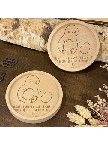 Mr. & Mrs. Panda Holz Untersetzer Avocado Kern rollt mit Spruch in Transparent