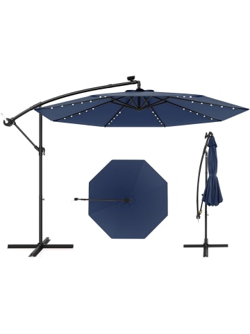 COSTWAY Sonnenschirm 300 cm mit LED in Blau