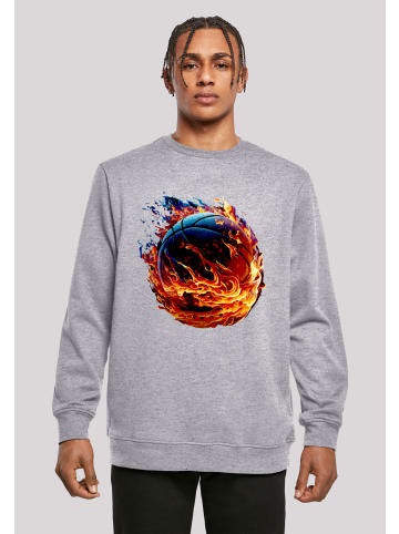 F4NT4STIC Sweatshirt Basketball On Fire Sport CREW in grau meliert