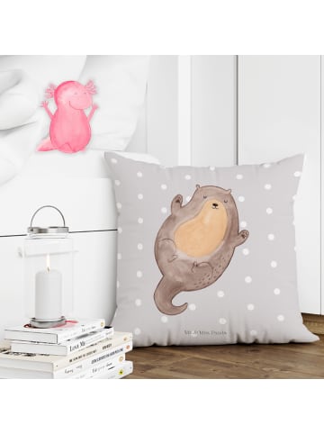 Mr. & Mrs. Panda Kissen 40x40 Otter Umarmen ohne Spruch in Grau Pastell