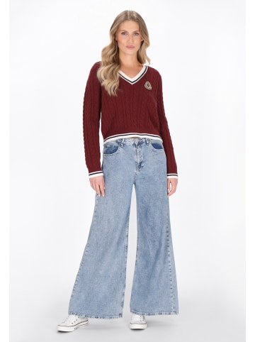 DreiMaster Women Sweater in wine red navy offwhite