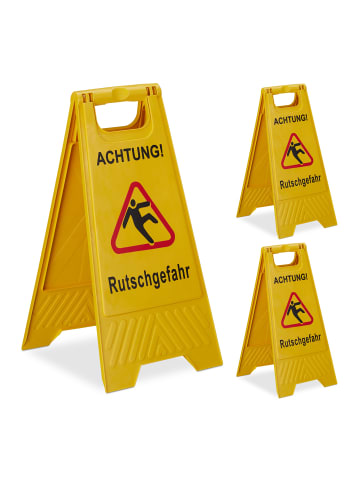 relaxdays 3 x Rutschgefahr Aufsteller in Gelb