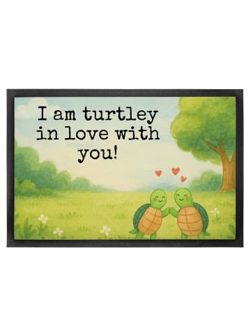 Mr. & Mrs. Panda fußmatte Schildkröten Paar Design mit Spruch in Weiß