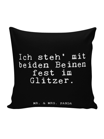 Mr. & Mrs. Panda Sofakissen Ich steh' mit beiden... mit Spruch in Schwarz
