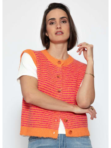 SASSYCLASSY Gestreifte Strickweste in Orange