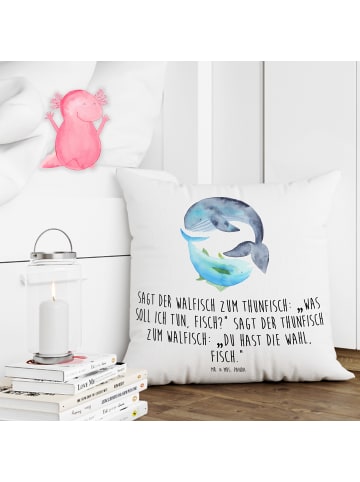 Mr. & Mrs. Panda Kissen Walfisch Thunfisch mit Spruch in Weiß