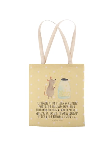 Mr. & Mrs. Panda Shopping Bag Maus Sterne mit Spruch in Gelb Pastell