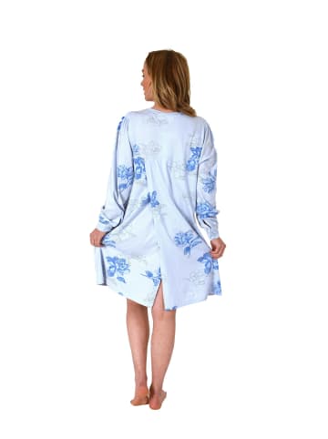 NORMANN Pflegenachthemd langarm Rückenteil offen - 64444 in hellblau