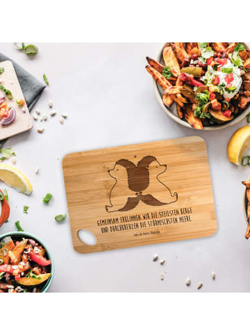 Mr. & Mrs. Panda Holzbrettchen Igel händchenhaltend mit Spruch in Braun