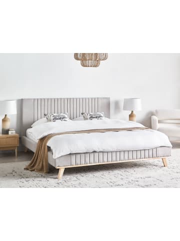 Beliani Doppelbett TALENCE in Grau/Braun - (W) 195 x (H) 105 x (L) 215 cm