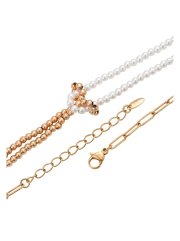 faina Women Beaded Necklace in Rose Gold White