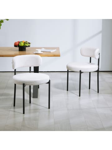 HOMCOM Essstühle-51L x 51B x 76H cm-Cremeweiß