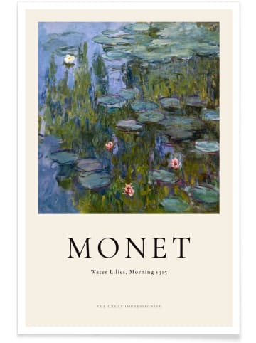 Juniqe Poster "Monet - Water Lilies, Morning" in Blau & Cremeweiß