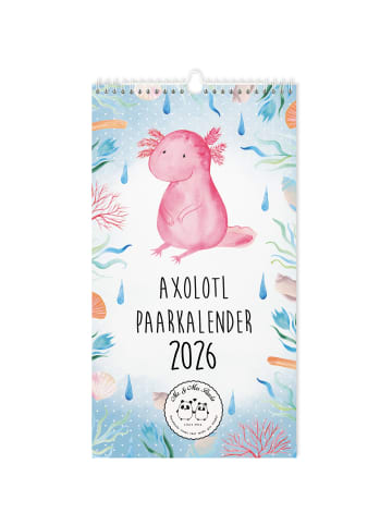 Mr. & Mrs. Panda Kalender 2026 Axolotl Collection mit Spruch in Weiß