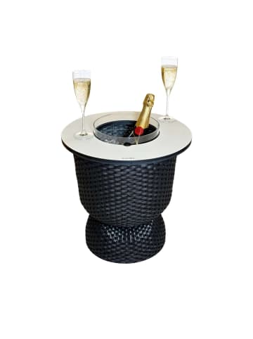 COOTAB Cooler Table 3-in-1 Loungetisch mit Acryl-Kühler Paris 43 cm in Schwarz/Champagner