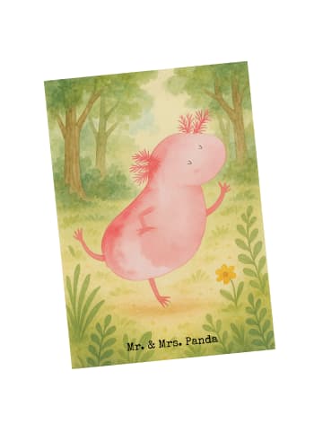Mr. & Mrs. Panda Postkarte Axolotl Tanzen Design ohne Spruch in Weiß