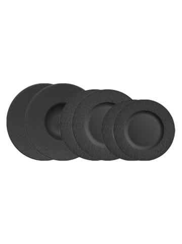 Villeroy & Boch 6-tlg. Teller-Set Manufacture Rock in in schwarz