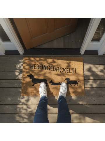 relaxdays Fußmatte "3 Dackel" in Natur/ Schwarz - 80 x 50 cm