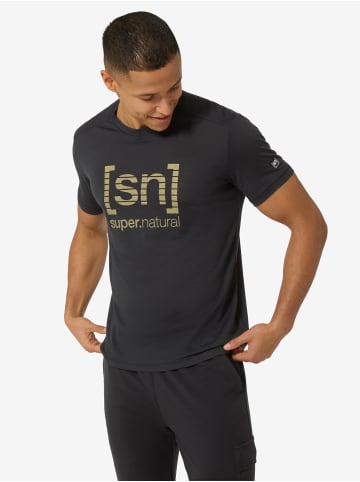 super.natural Merino T-Shirt GRID LOGO in schwarz