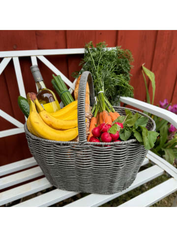 UNUS Einkaufskorb Rattan-Optik Henkelkorb in Grau