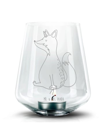 Mr. & Mrs. Panda Windlicht Glas Einhorn Wunsch ohne Spruch in Transparent